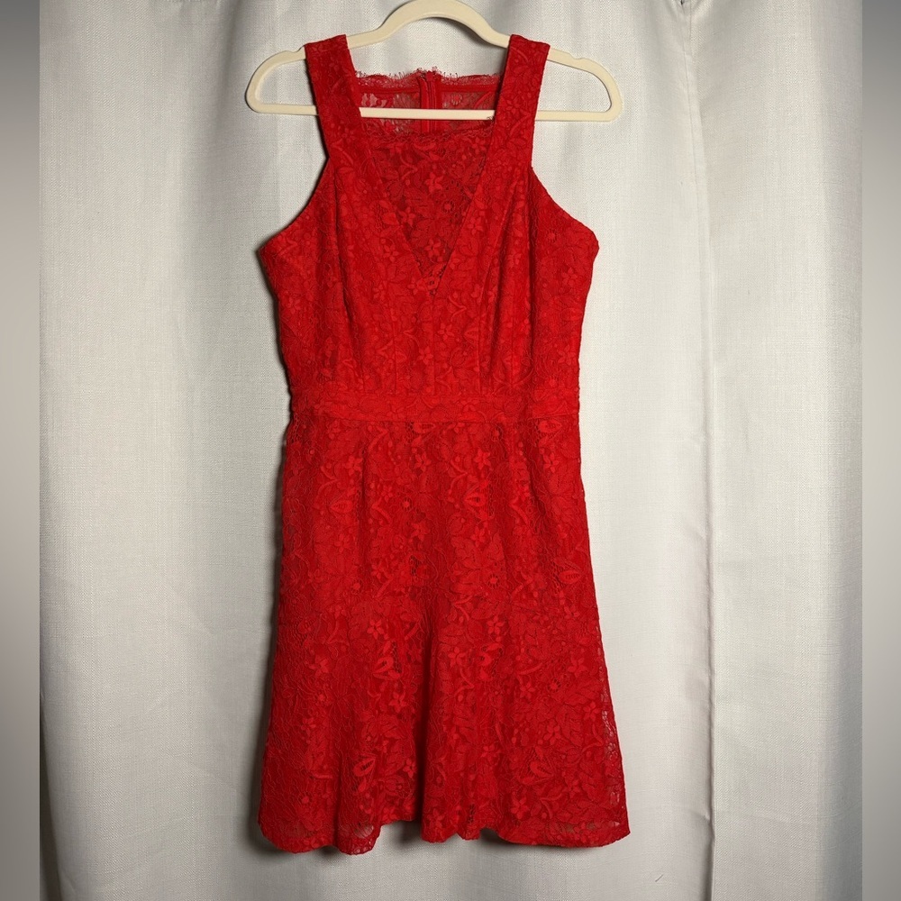 Adelyn Rae Red Lace A Line Mini Dress Size Medium - Picture 10 of 10
